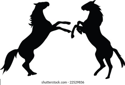 horses silhouettes - vector