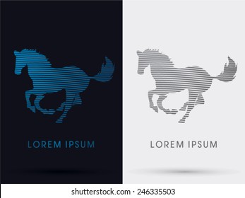 Horse,shadow,running,designed Using Blue And Black Line,logo, Symbol, Icon, Graphic, Vector.