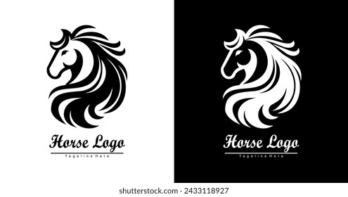 diseño de logotipo en forma de caballo en un estilo simple