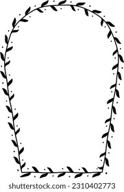 Horseshoe Arch rectangular frame architectural window door ornate flower frame floral leaf borders natural Botanical Branches decoration wedding anniversary celebration beautiful arabesque Elements