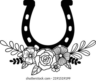 Horseshoe with Beautiful Floral and Flower