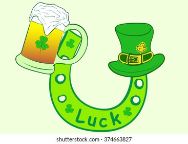 Horseshoe with beer in a hat