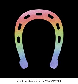 Horseshoe black icon. Vector illustration. Watercolor effect