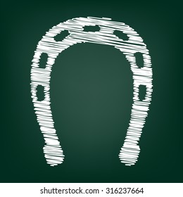 Horseshoe black icon. Vector illustration with chalk effect 