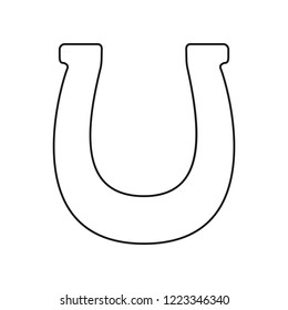 Horseshoe black stroke symbol on the white background