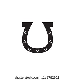 Horseshoe black vector concept icon. Horseshoe flat illustration, sign
