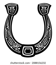 Horseshoe - black vector silhouette for logo . Horseshoe - silhouette for corporate identity.