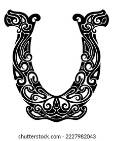 Horseshoe - black vector silhouette for logo or pictogram. Horseshoe - silhouette for corporate identity.