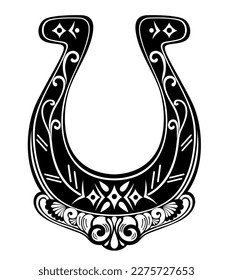 Horseshoe - black vector silhouette for logo or pictogram. Horseshoe - silhouette for corporate identity.