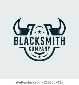 Horseshoe Blacksmith Classic Vintage Logo Design Vector