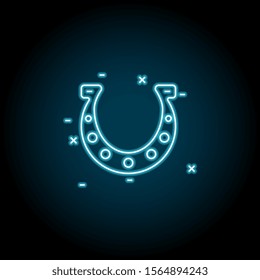 Horseshoe blue neon icon. Simple thin line, outline vector of agriculture icons for ui and ux, website or mobile application