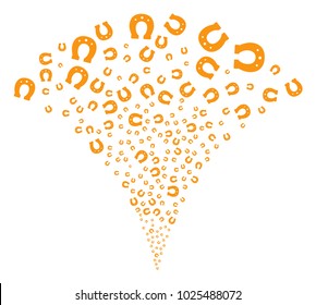 Horseshoe burst fountain. Vector illustration style is flat iconic symbols. Object fountain constructed from random icons as horseshoe fireworks.