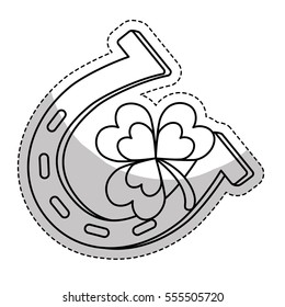 horseshoe and clover icon over white background. vector illustration
