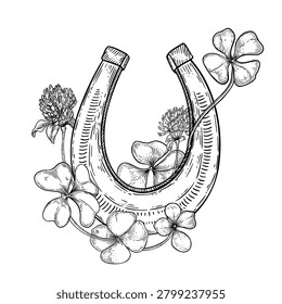 Horseshoe and clover leaves