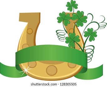 Horseshoe and clover on good luck