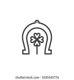 Horseshoe and clover outline icon. linear style sign for mobile concept and web design. Luck simple line vector icon. Symbol, logo illustration