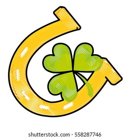 horseshoe with clover or shamrock icon image vector illustration design 