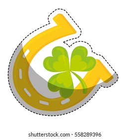horseshoe with clover or shamrock icon image vector illustration design 