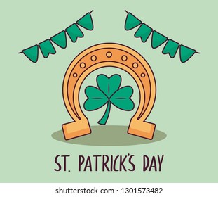 horseshoe with clover of st patrick day