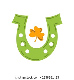 Horseshoe with clover St. Patrick's Day Vector illustration flat 