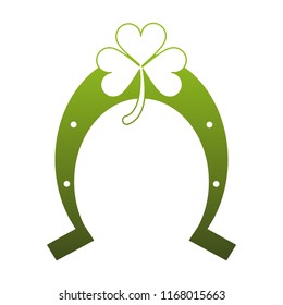 Horseshoe and clover symbol green lines