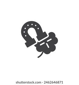 Icono de Vector de herradura y trébol. signo plano relleno para concepto móvil y Diseño web. Icono de glifo Lucky Slot Symbols. Símbolo, ilustración del logotipo. Vector gráfico