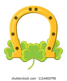 horseshoe with clovers design