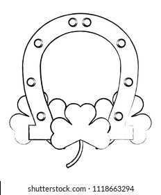 horseshoe with clovers design