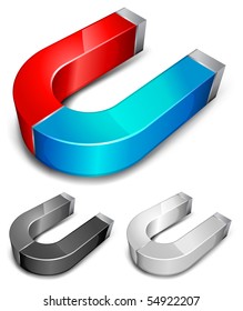 Horseshoe color magnets over white background, vector illustration