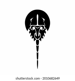 Horseshoe Crab Logo. Tattoo Design. Stencil Vector Illustration.