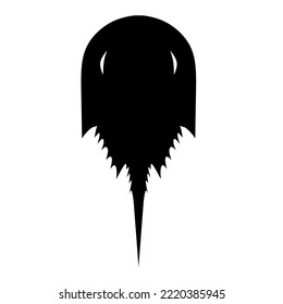 Horseshoe crab vector silhouette on a white background. Nice black design for sea animal logo.