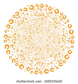 Horseshoe cycle motion. Element whirlpool combined from randomized horseshoe items. Vector illustration style is flat iconic symbols.