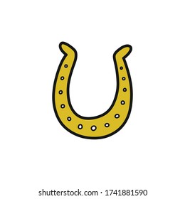 horseshoe doodle icon, vector illustration