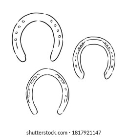 Horseshoe. Doodle style. horseshoe vector sketch illustration