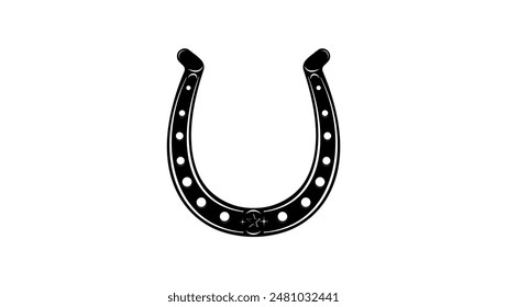 horseshoe emblem, black isolated silhouette