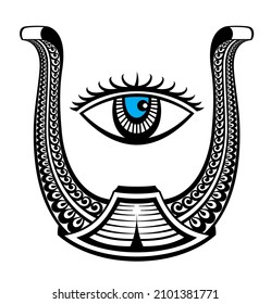 Horseshoe and eye tattoo vector design