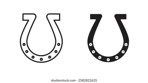 Horseshoe filled and outlined icons vectors on white background