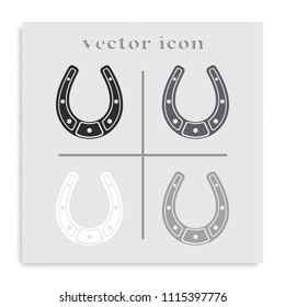 Horseshoe flat black and white vector icon.