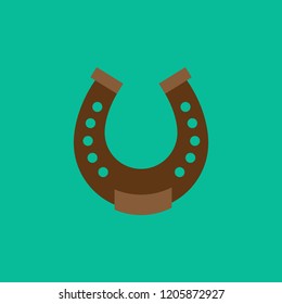 Horseshoe flat icon isolated on green background. Simple horseshoe Vector illustration for web and mobile design.