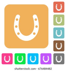 Horseshoe flat icons on rounded square vivid color backgrounds.