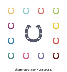 Horseshoe flat icons set. Open colorful buttons 