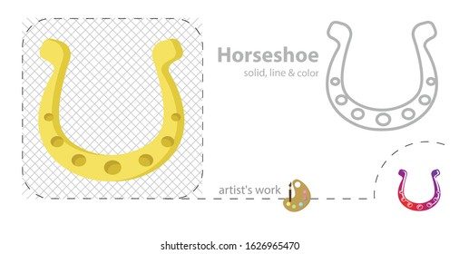 horseshoe flat, solid, line icon