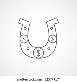 Horseshoe Fortune Line Icon On White Background