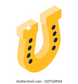 Horseshoe, fortune luck isometric icon

