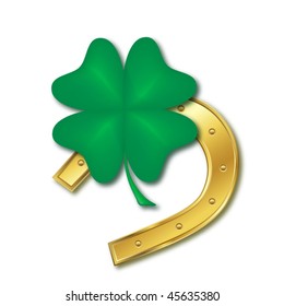 Horseshoe Four Leaf Clover Stock Vector (Royalty Free) 45635380 ...