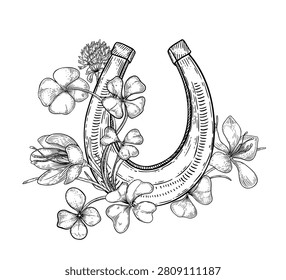 Horseshoe and four leaf