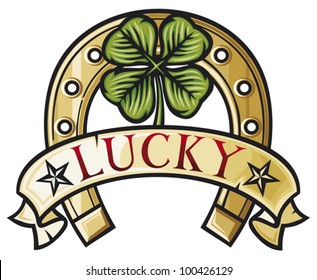 Horseshoe and four leaf clover - lucky symbol