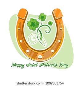 Horseshoe and four leaf clover - lucky symbol. Vector Eps 10 file.