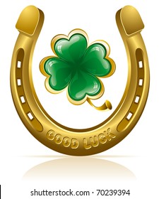 Horseshoe Four Leaf Clover Lucky Symbol Stock Vector (Royalty Free ...