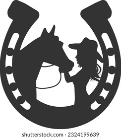 Horseshoe Girl With Horse - Cowgirl Design